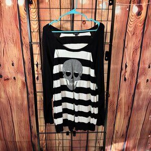Torrid - Skull Striped Sweater - Black, White - 3x -